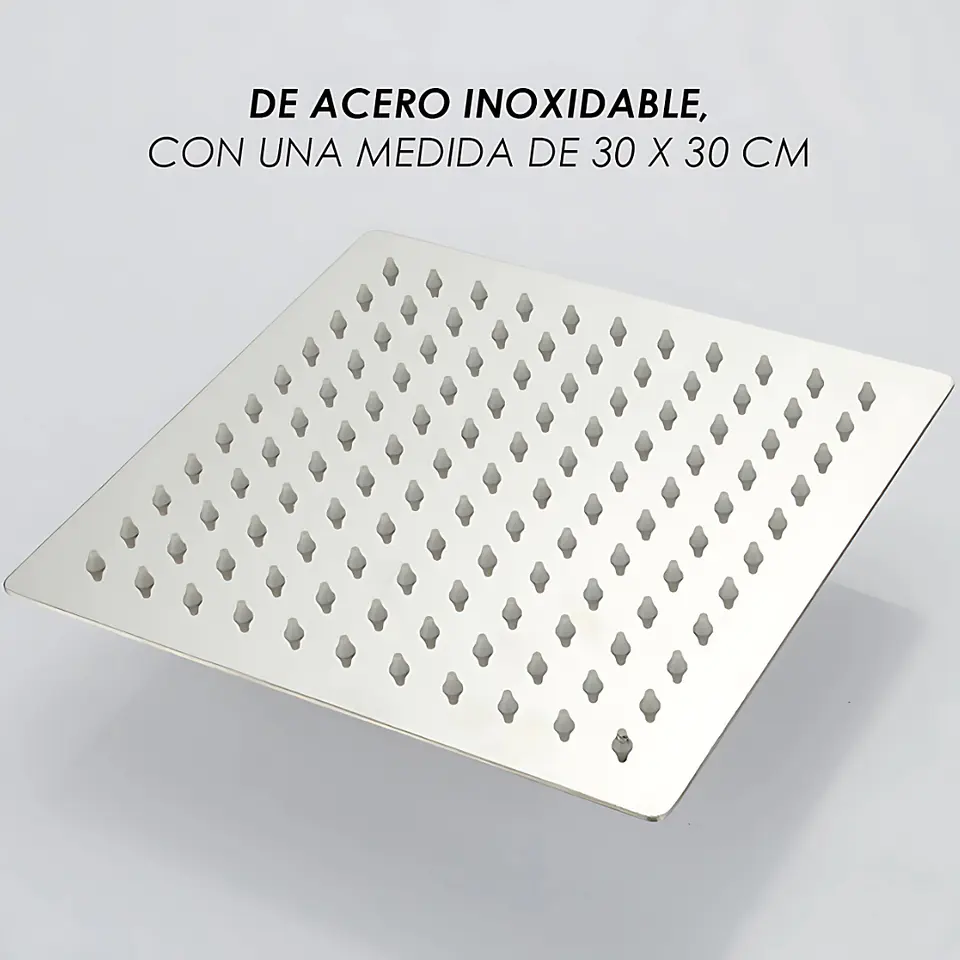 Cabezal de Ducha Española Cuadrado de Acero Inoxidable Cromado 3