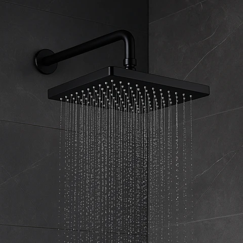 Cabezal de Ducha Española Cuadrado 16" Negro Mate