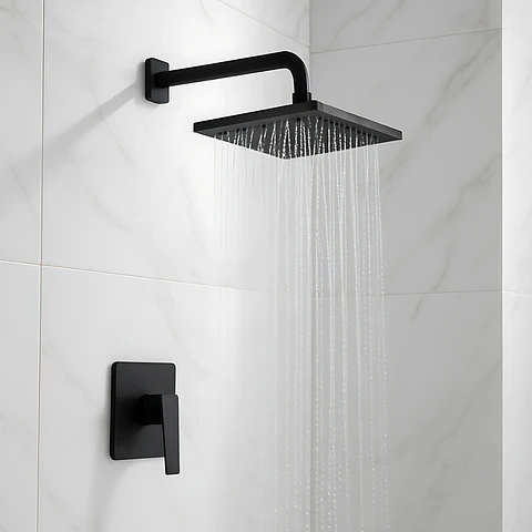 Cabezal de Ducha Española Cuadrado 12" Negro Mate