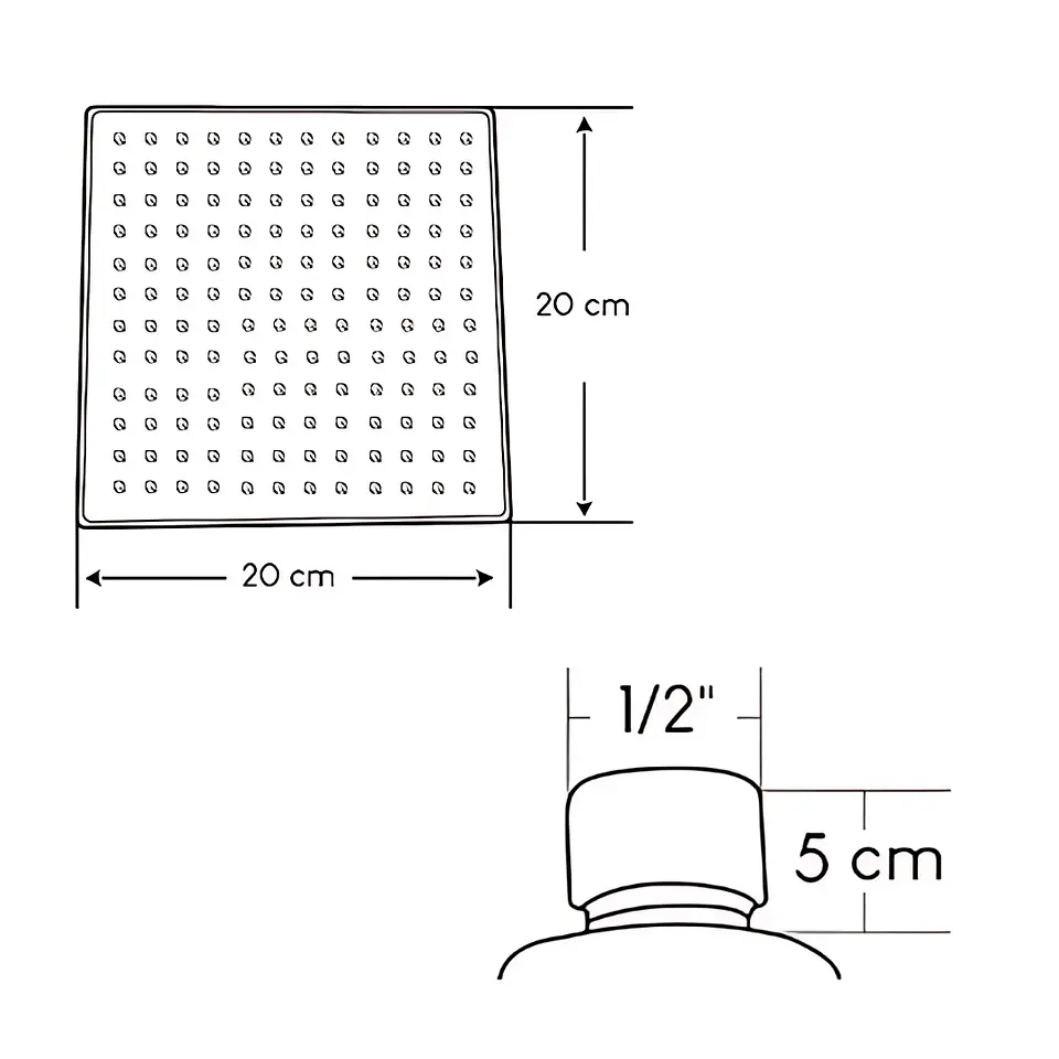Cabezal de Ducha Española Cuadrado 8” Negro Mate  3