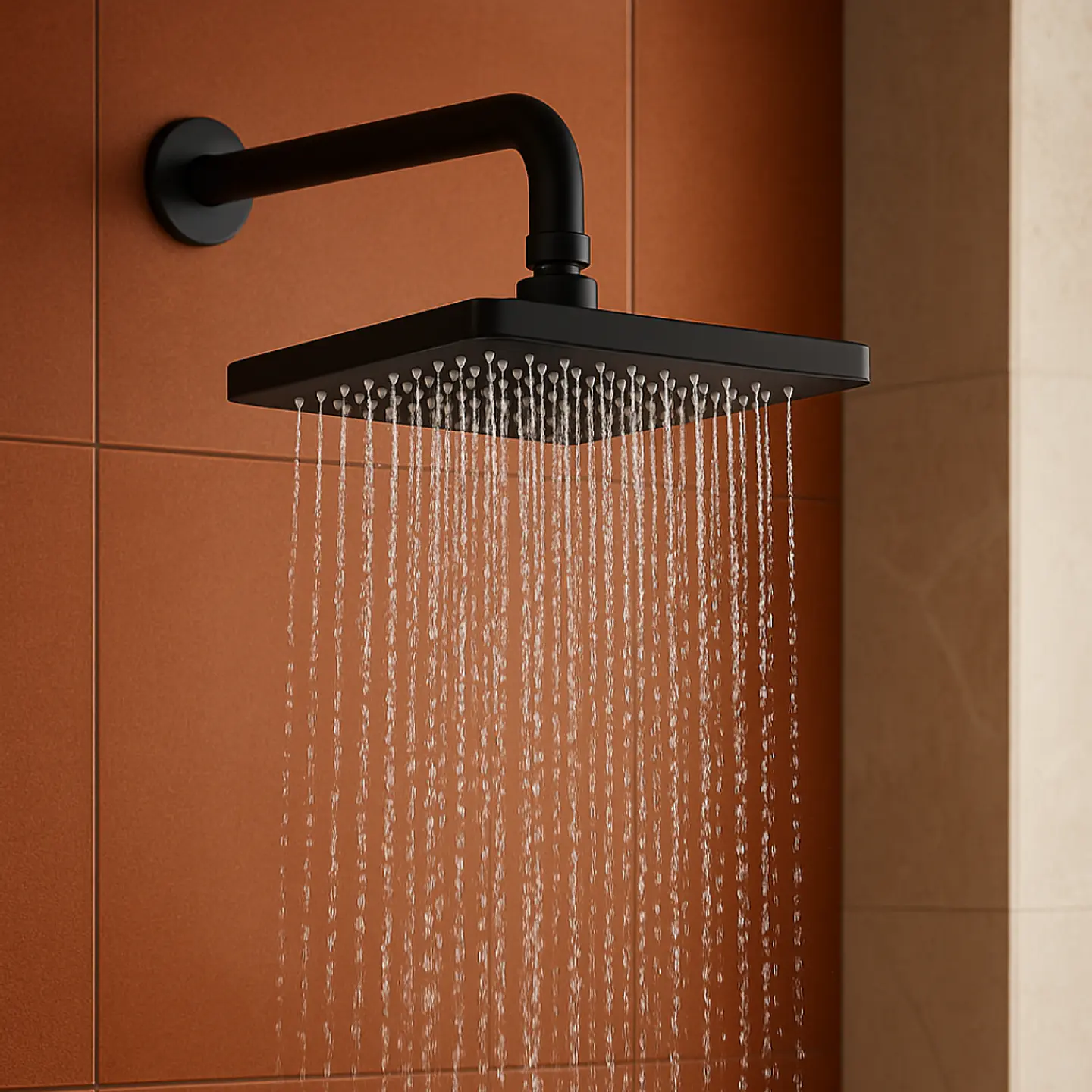 Cabezal de Ducha Española Cuadrado 8” Negro Mate  2