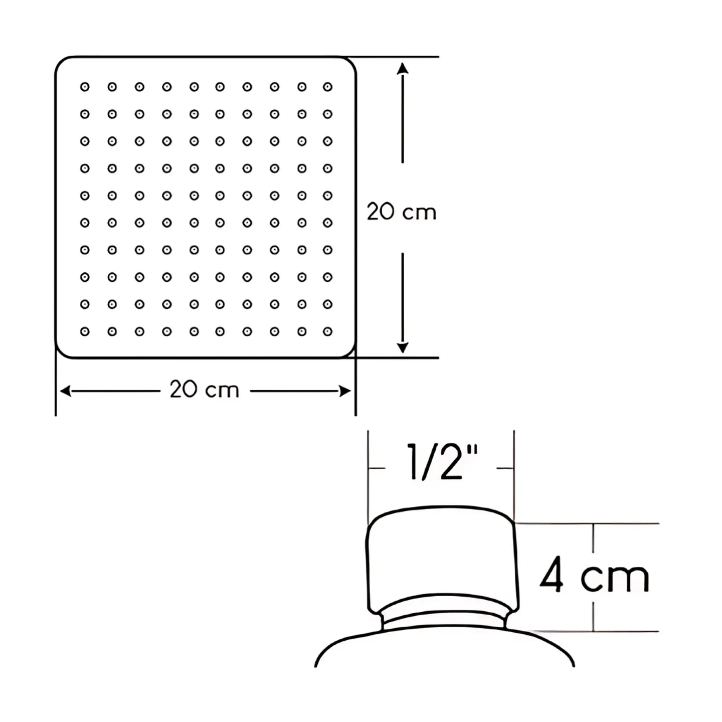 Cabezal de Ducha Española Cuadrado 8” en Acero Inoxidable Negro Mate 4