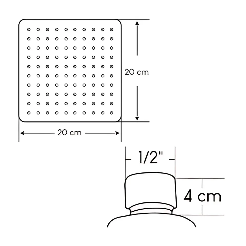 Cabezal de Ducha Española Cuadrado 8” en Acero Inoxidable Negro Mate 4