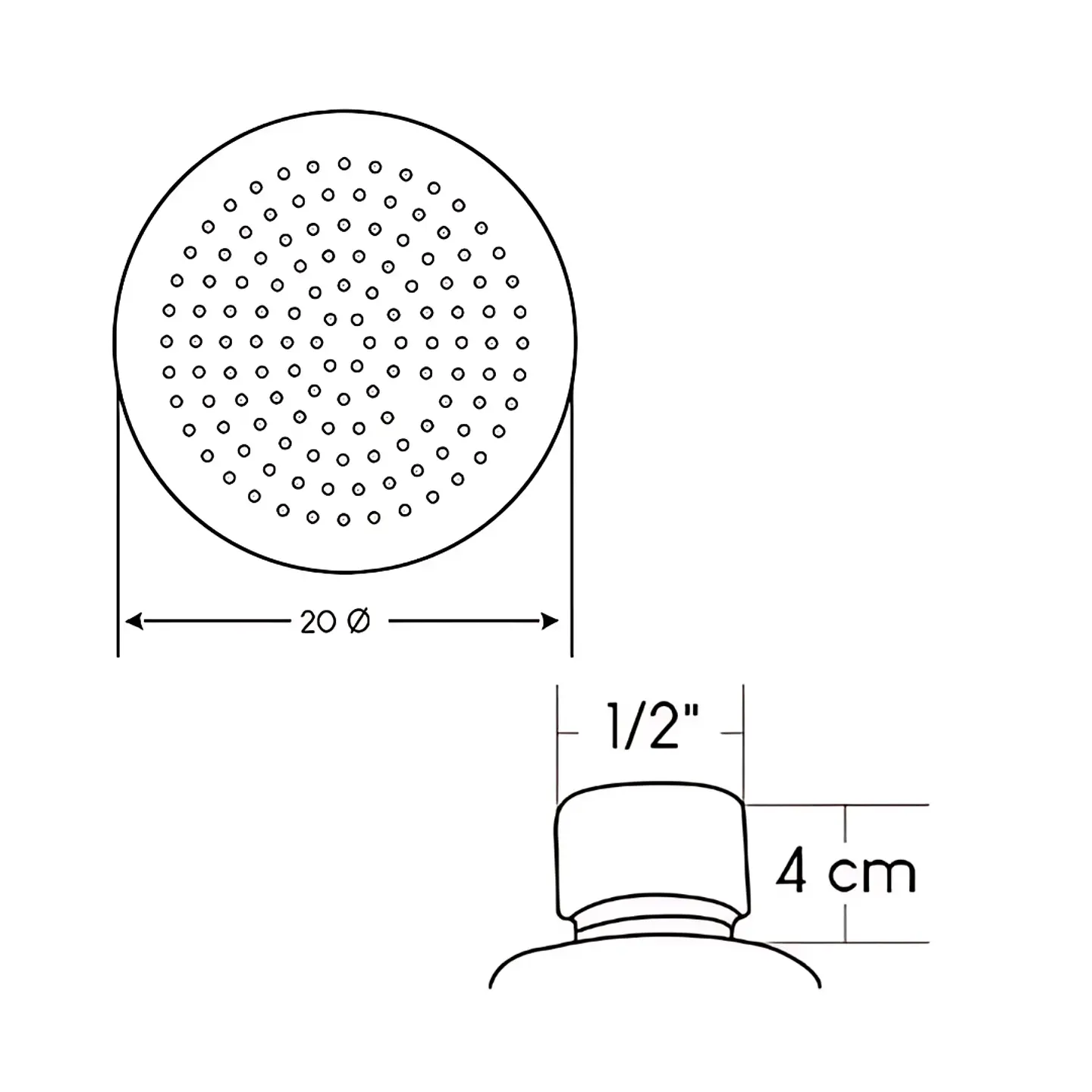 Cabezal de Ducha Española Circular 8” en Acero Inoxidable Negro Mate  4