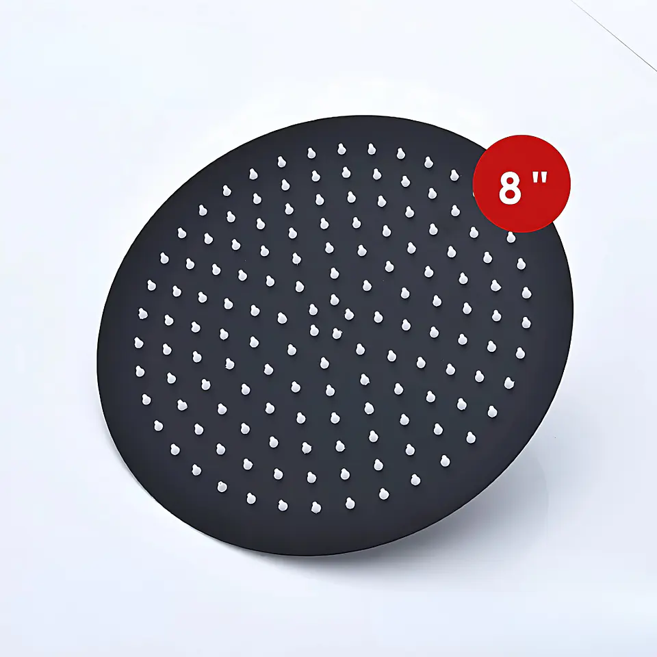 Cabezal de Ducha Española Circular 8” en Acero Inoxidable Negro Mate  3