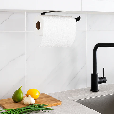 Porta Papel de Cocina Negro Mate de Aluminio