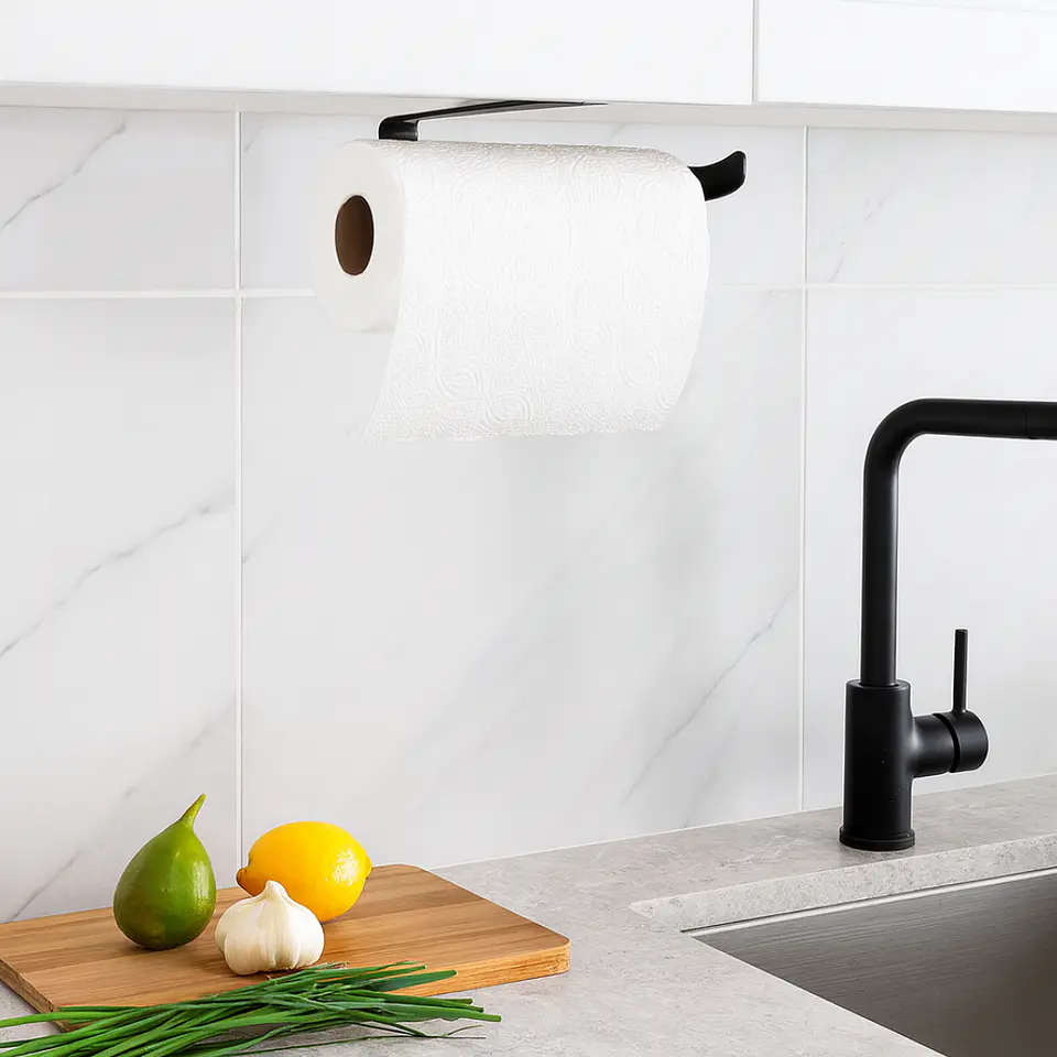 Porta Papel de Cocina Negro Mate de Aluminio 2