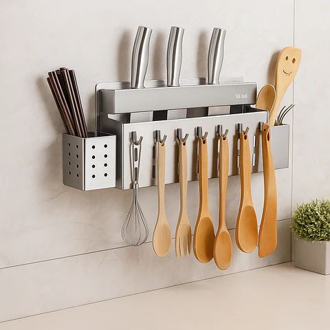 Porta Utensilios de Cocina Acero Inoxidable Satinado