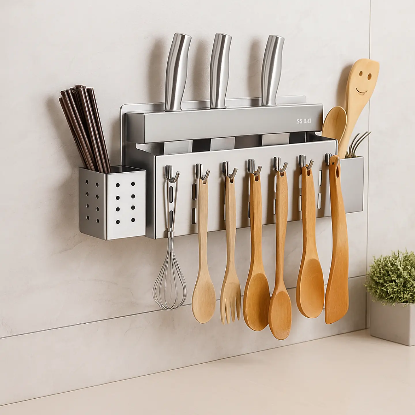 Porta Utensilios de Cocina Acero Inoxidable Satinado 2