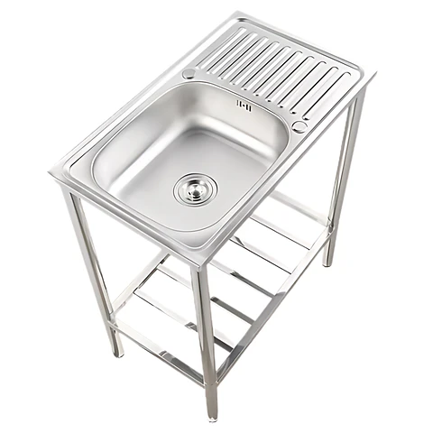 Lavadero de Acero Inoxidable Satinado con Escurridor y Repisa Inferior 