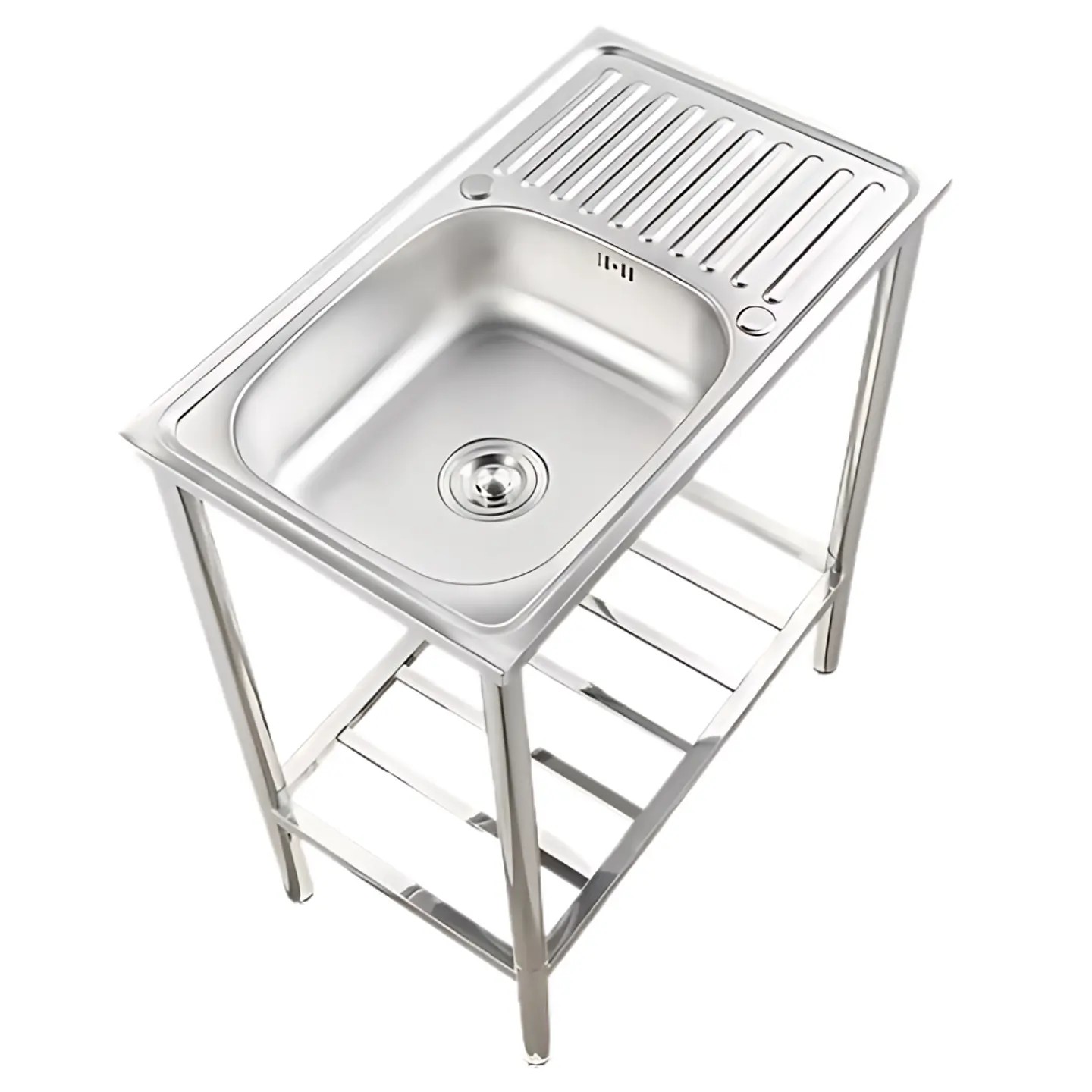 Lavadero de Acero Inoxidable Satinado con Escurridor y Repisa Inferior  1