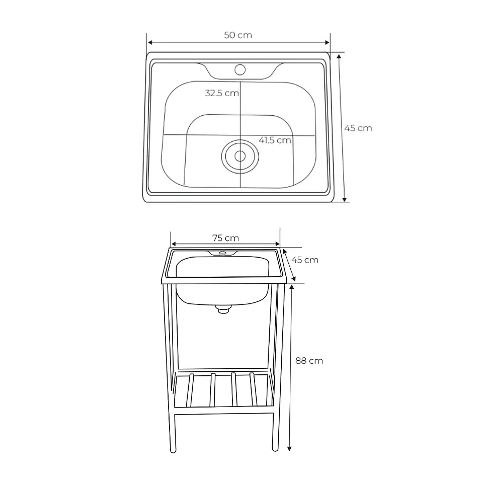 Lavadero de Cocina de Acero Inoxidable con Base Independiente  3