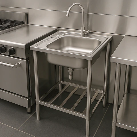 Lavadero de Cocina de Acero Inoxidable con Base Independiente 