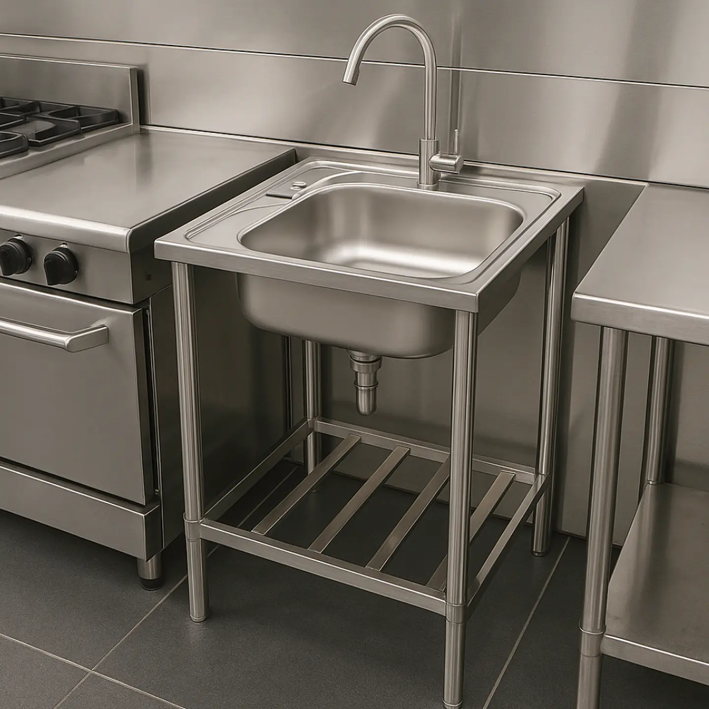 Lavadero de Cocina de Acero Inoxidable con Base Independiente  2