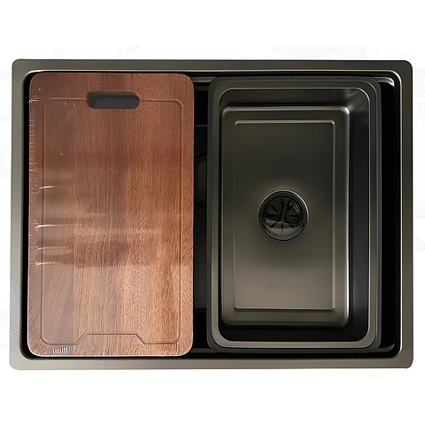 Lavadero de Cocina de Acero Inoxidable Satinado Negro