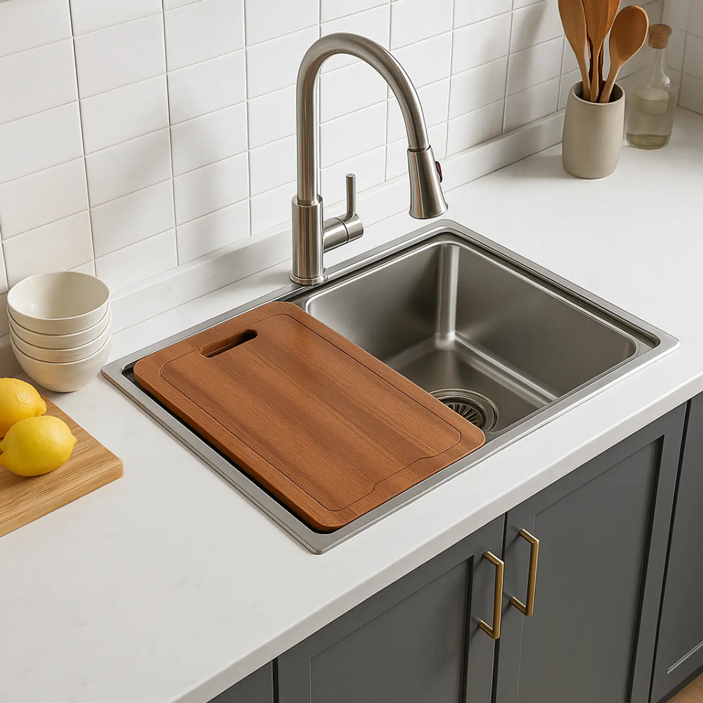 Lavadero de Cocina de Acero Inoxidable Satinado Plomo 2