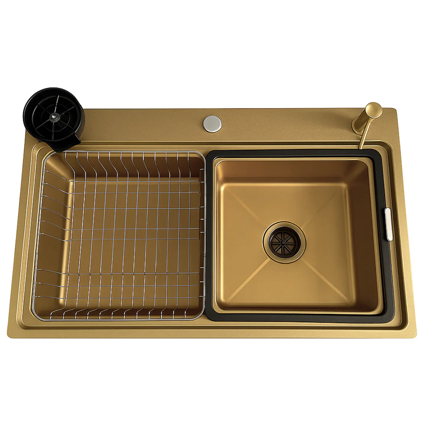 Lavadero de Cocina de Acero Inoxidable Dorado con Lavacopas 1