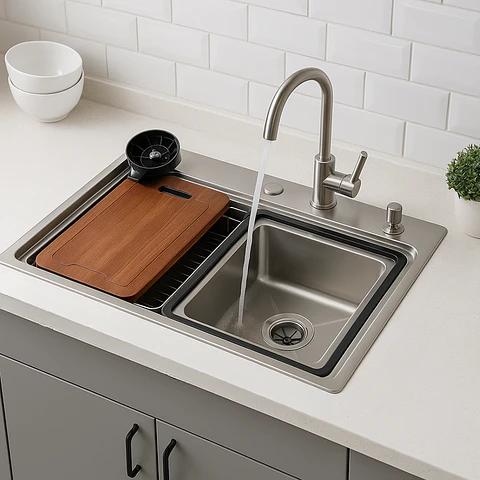 Lavadero de Cocina de Acero Inoxidable Plomo con Lavacopas 