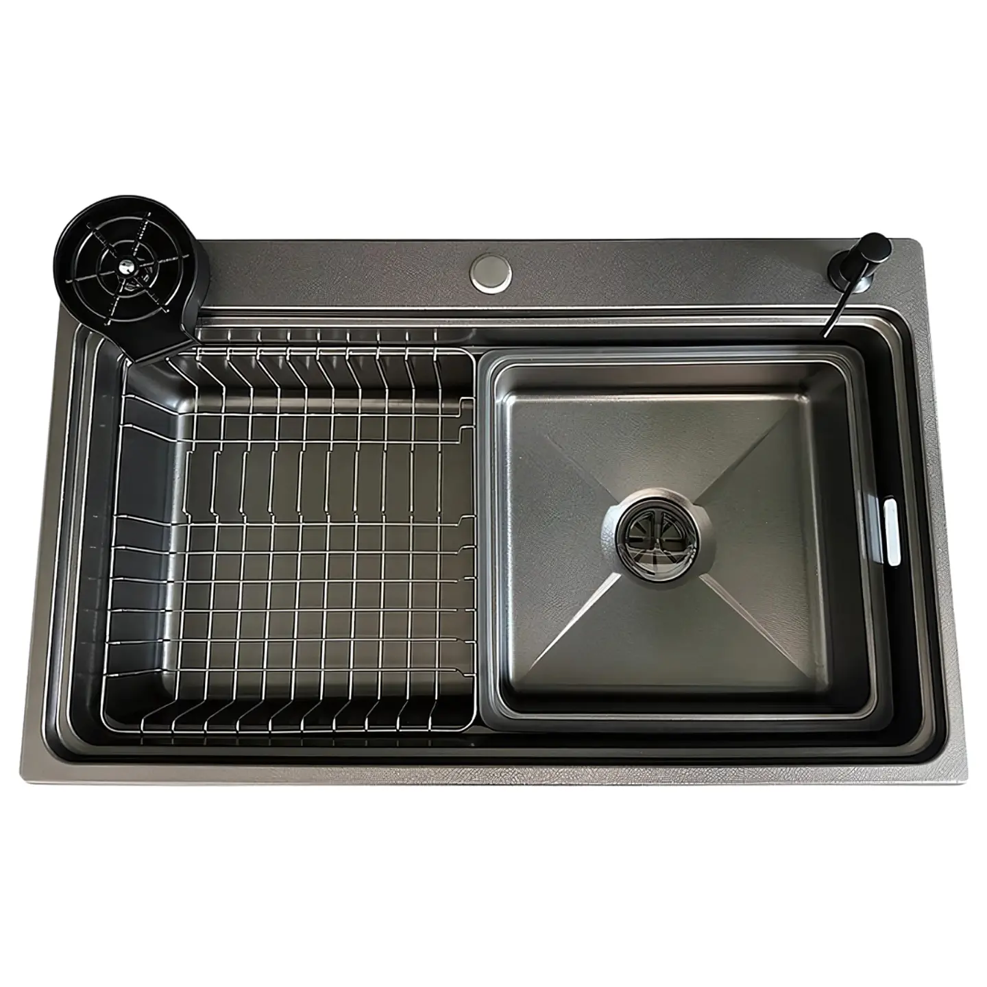 Lavadero de Cocina de Acero Inoxidable Negro con Lavacopas 1