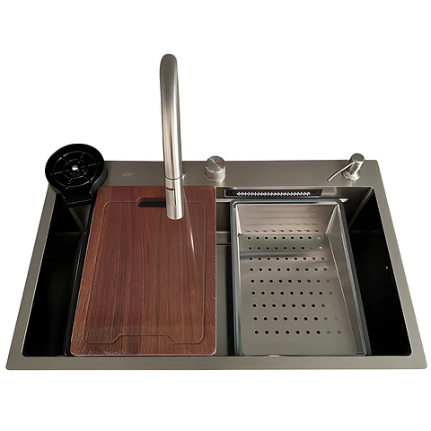 Lavadero de Cocina de Acero Inoxidable Plomo con Monocomando