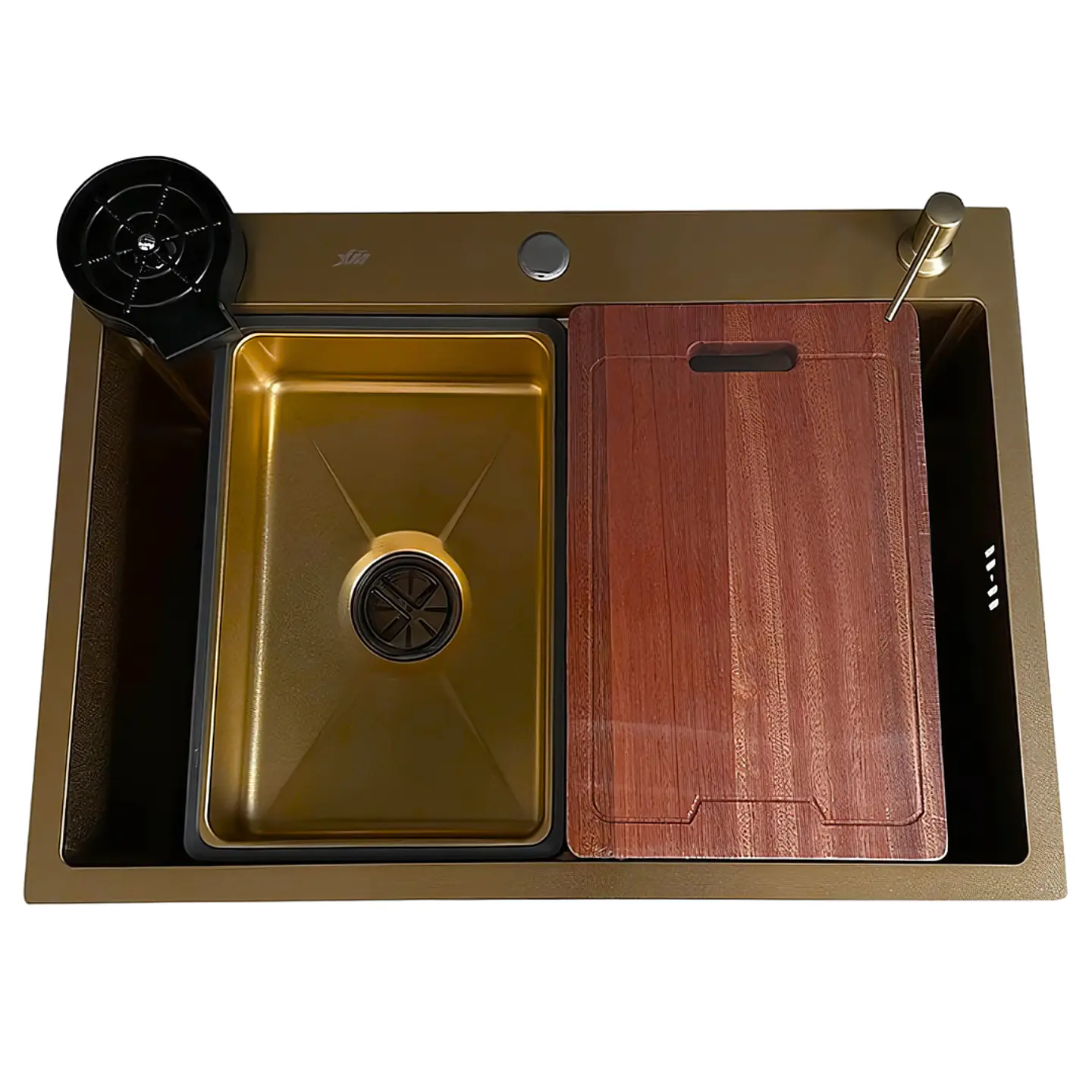 Lavadero de Cocina de Acero Inoxidable Dorado Premium con Lavacopas 1