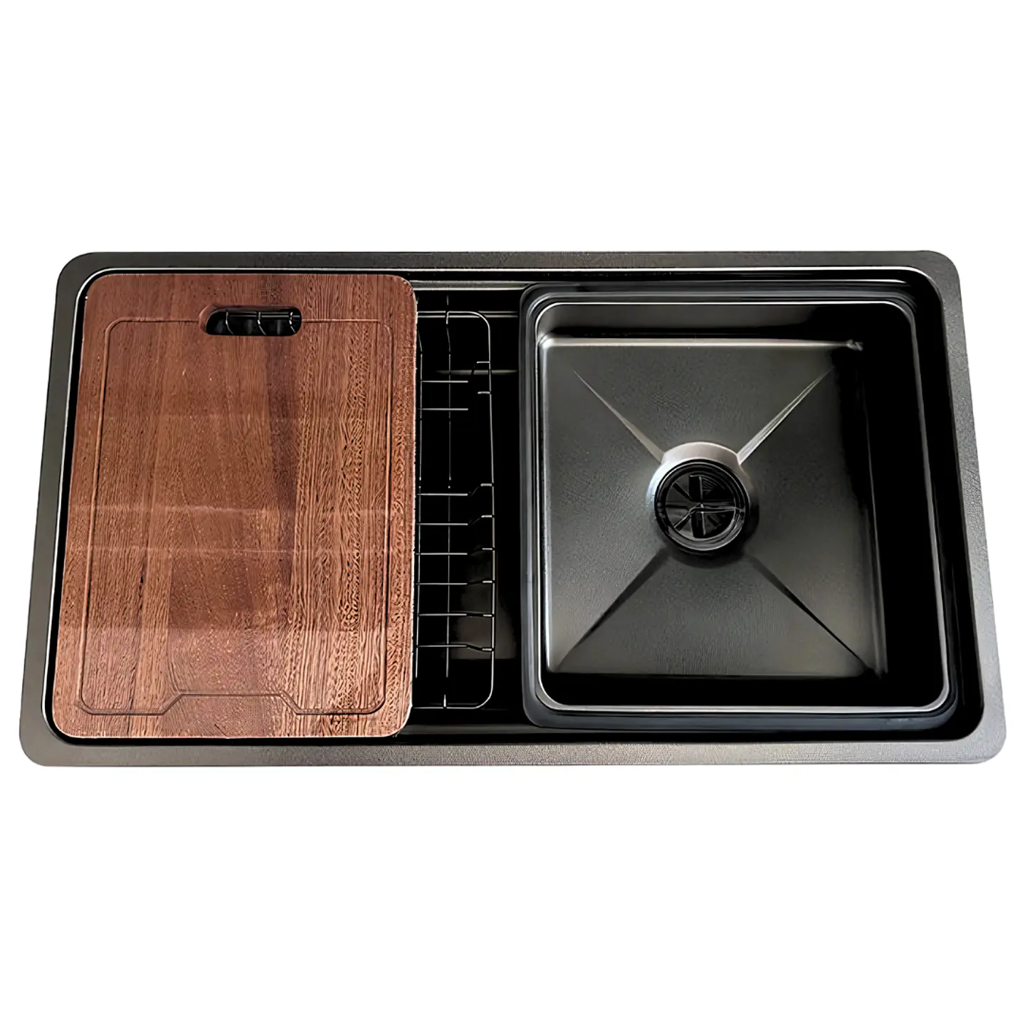  Lavadero de Cocina de Acero Inoxidable Negro con Escurridora  1