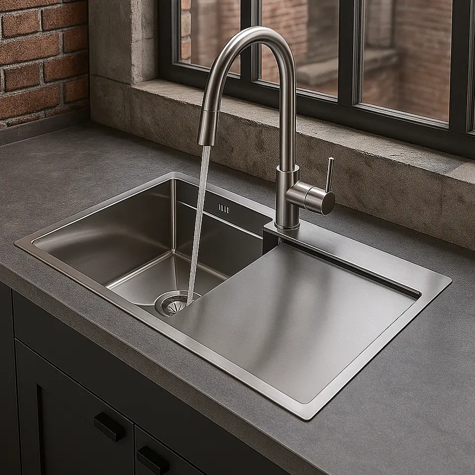 Lavadero de Cocina Funcional de Acero Inoxidable Plateado 2