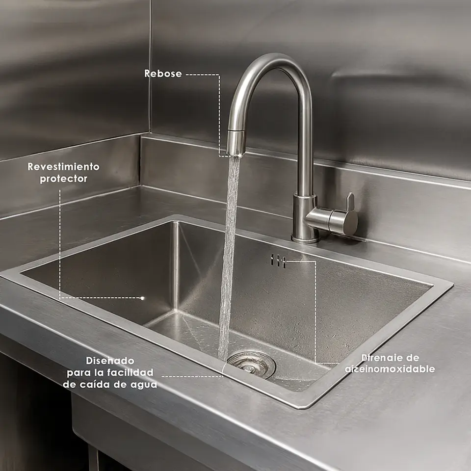Lavadero de Cocina Funcional de Acero Inoxidable Gris 3
