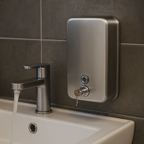 Dispensador de Jabón Líquido de Acero Inoxidable Plateado 