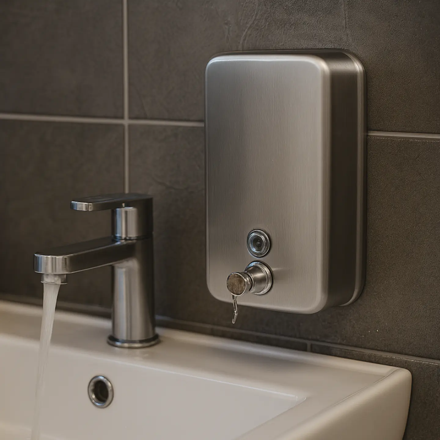 Dispensador de Jabón Líquido de Acero Inoxidable Plateado  2