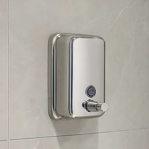 Dispensador de Jabón Líquido de Acero Inoxidable Cromado