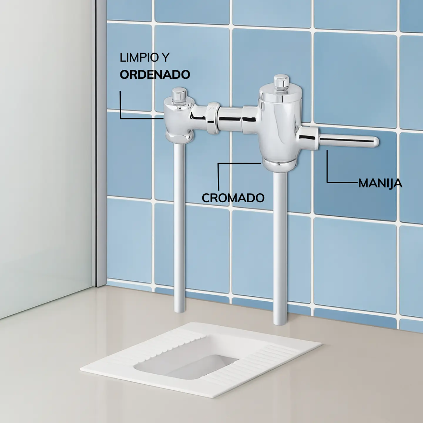 Fluxómetro Manual de Manija Cromado para Inodoro 3