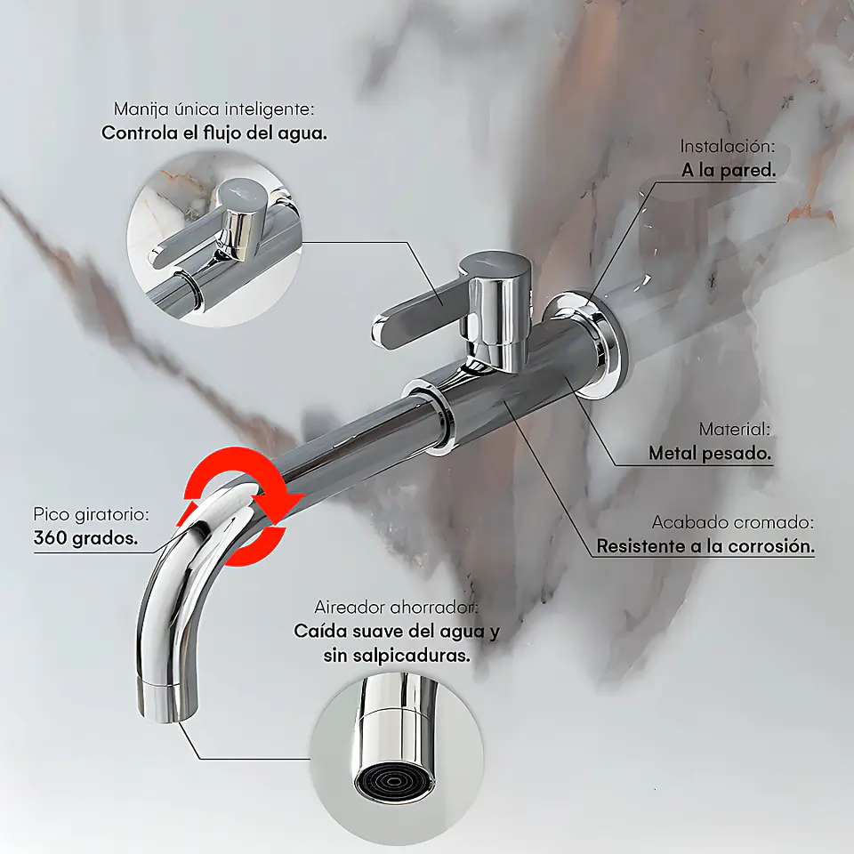 Llave de Baño Elegante de Acero Inoxidable Cromado 3