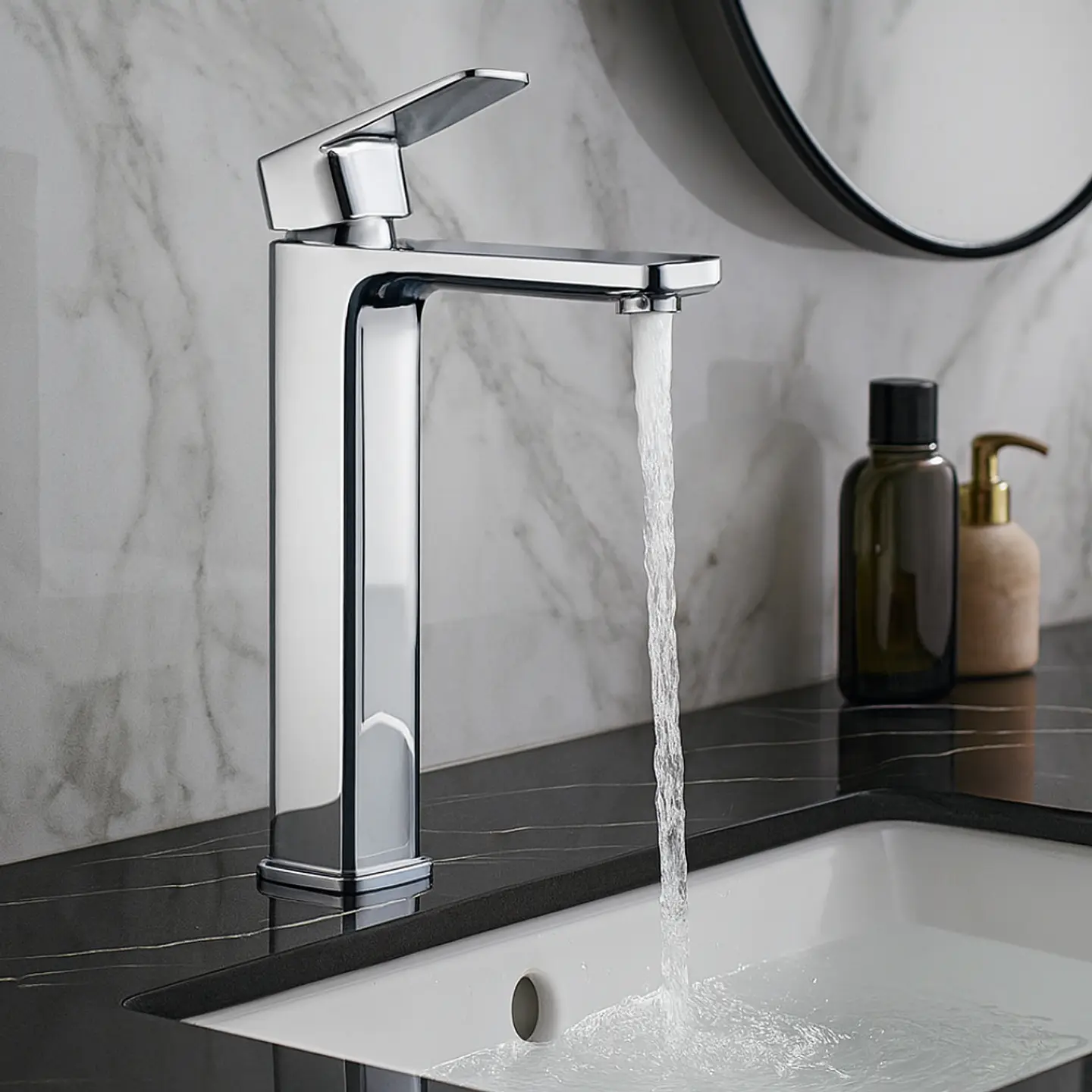 Llave de Baño Brillante Cromado de Acero Inoxidable  2