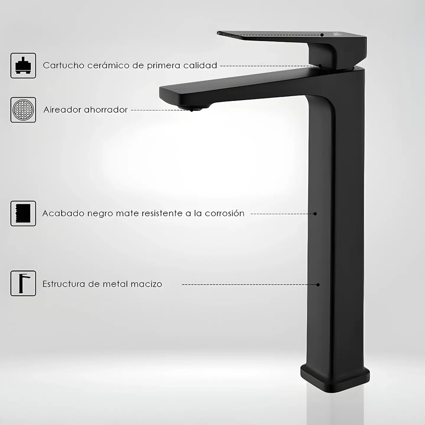 Llave de Baño de Acero Inoxidable Negro Mate  3