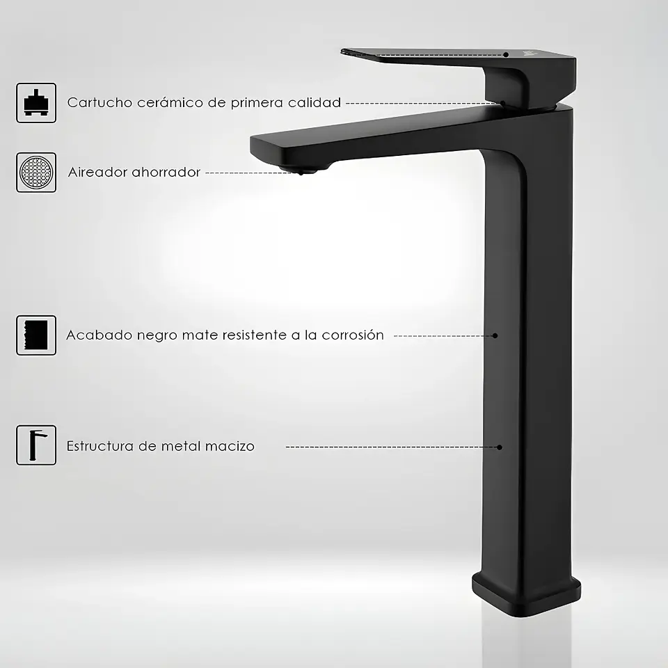 Llave de Baño de Acero Inoxidable Negro Mate  3