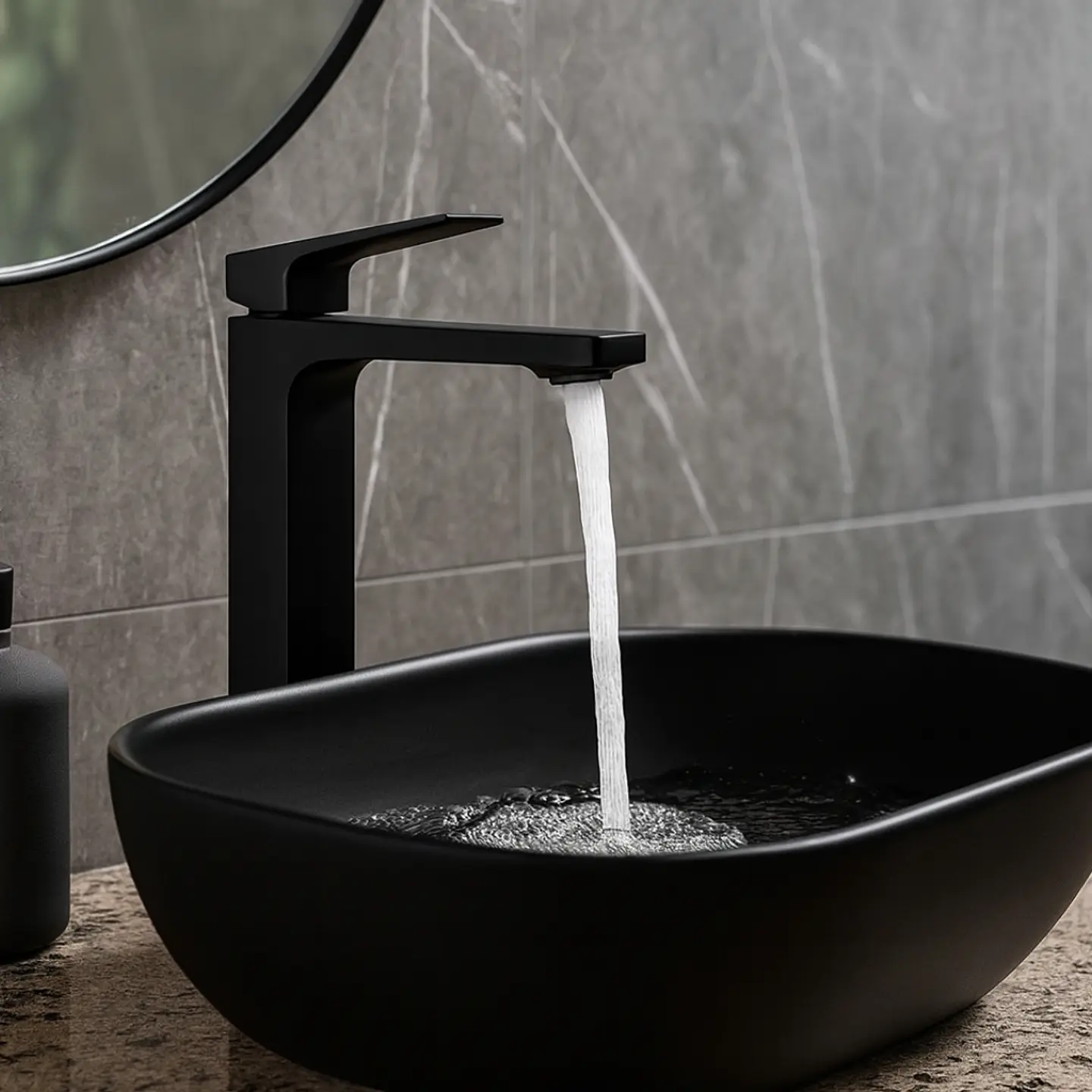 Llave de Baño de Acero Inoxidable Negro Mate  2