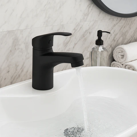 Llave de Baño Funcional de Acero Inoxidable Negro Mate