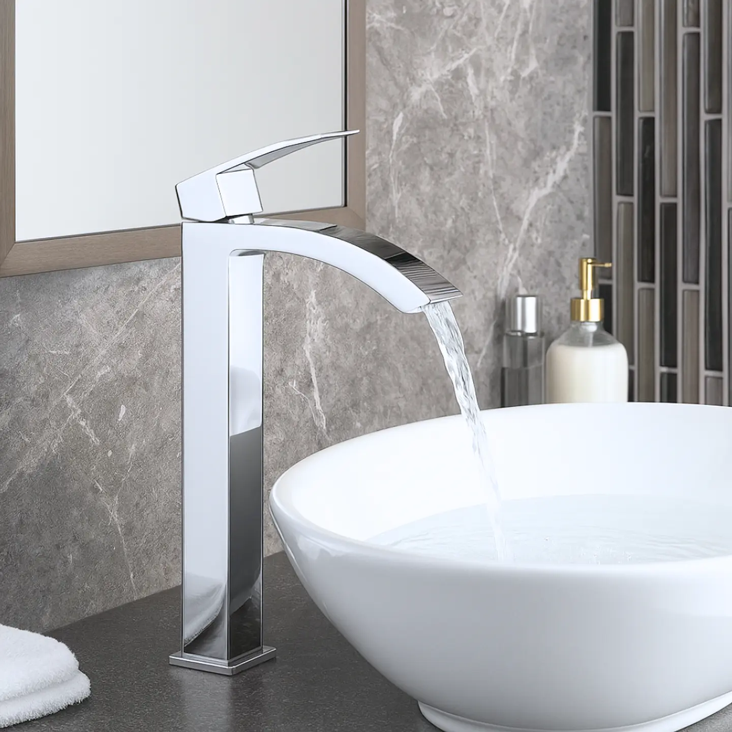 Llave de Baño de Agua fría Elegante en Acero Inoxidable Cromado 2