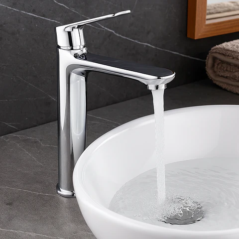 Llave de Agua Fría para Baño de Acero Inoxidable Moderno Cromado