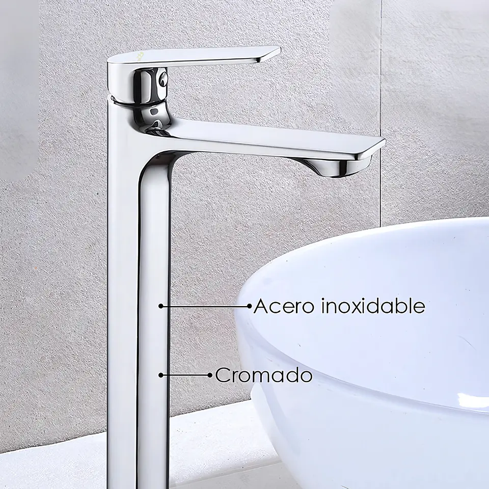 Llave de Agua Fría para Baño de Acero Inoxidable Moderno Cromado 3