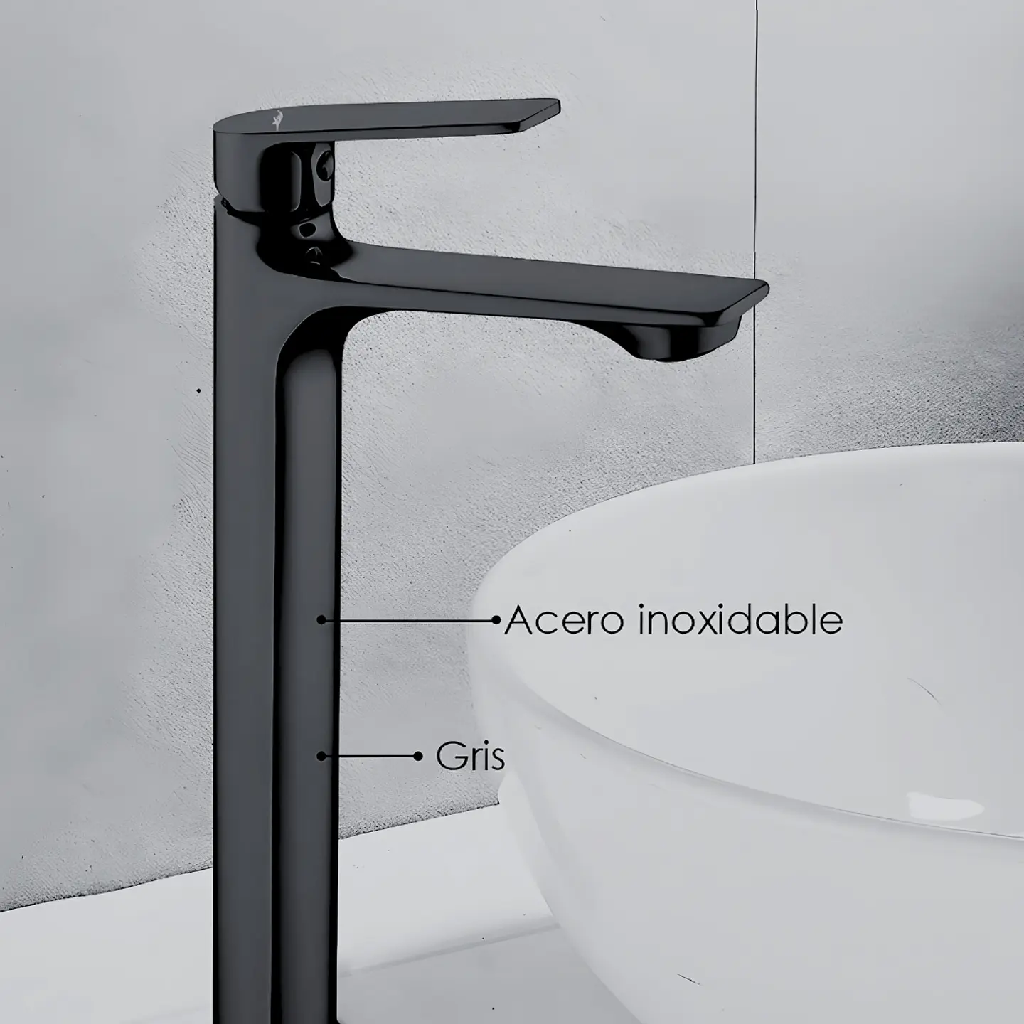 Llave de Agua Fría para Baño de Acero Inoxidable Gris Moderno  3