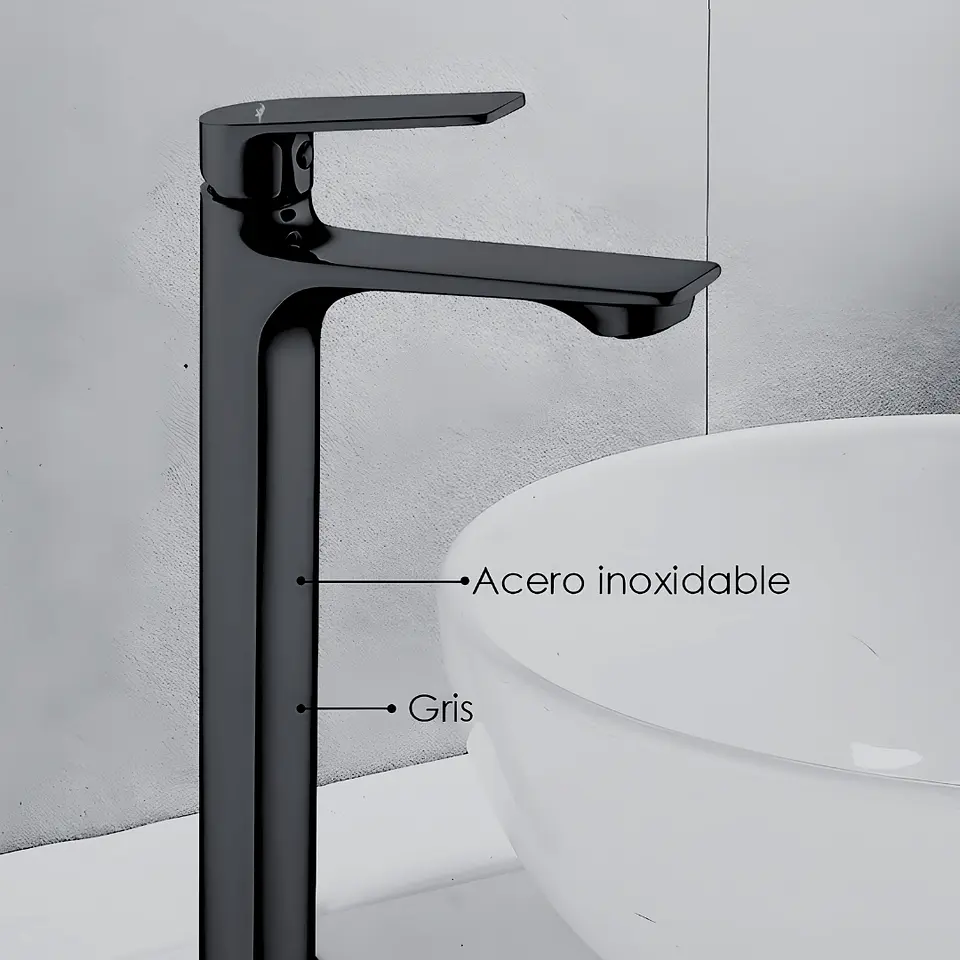 Llave de Agua Fría para Baño de Acero Inoxidable Gris Moderno  3