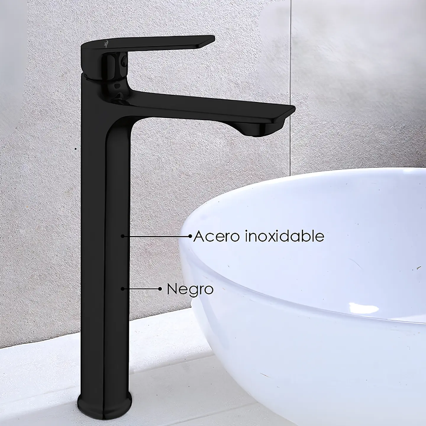 Llave de Agua Fría para Baño de Acero Inoxidable Negro Mate Moderno  3