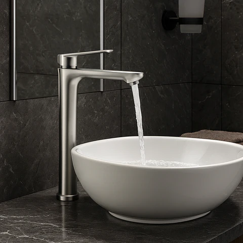Llave de Agua Fría para Baño de Metal Satinado