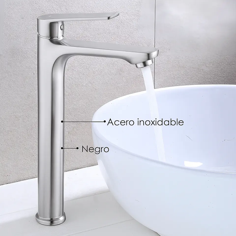 Llave de Agua Fría para Baño de Metal Satinado 3
