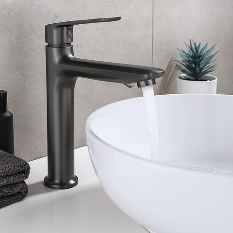 Llave de Agua Fría para Baño de Metal Gris Mate 