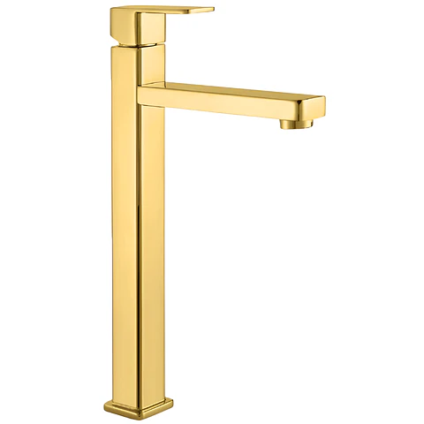 Llave de Agua Fría para Baño de Metal Dorado Brillante