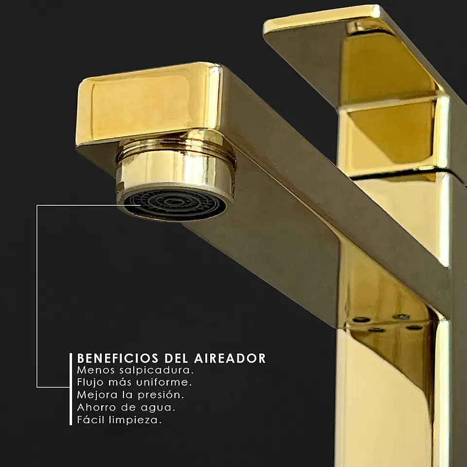 Llave de Agua Fría para Baño de Metal Dorado Brillante 5
