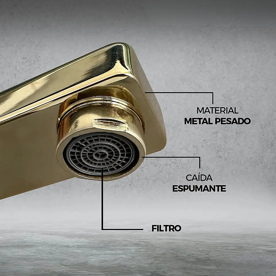 Llave de Agua Fría para Baño de Metal Dorado Brillante 4
